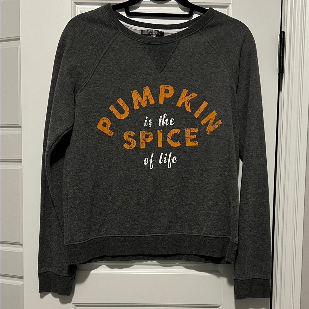 Women's Gray Sweater with Orange Text
